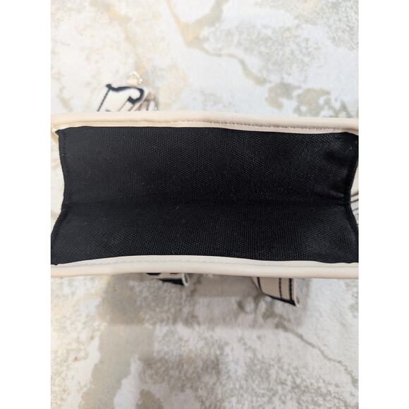 Steve Madden Bwebber Black Cream Canvas Logo Crossbody Tote - Picture 7 of 8